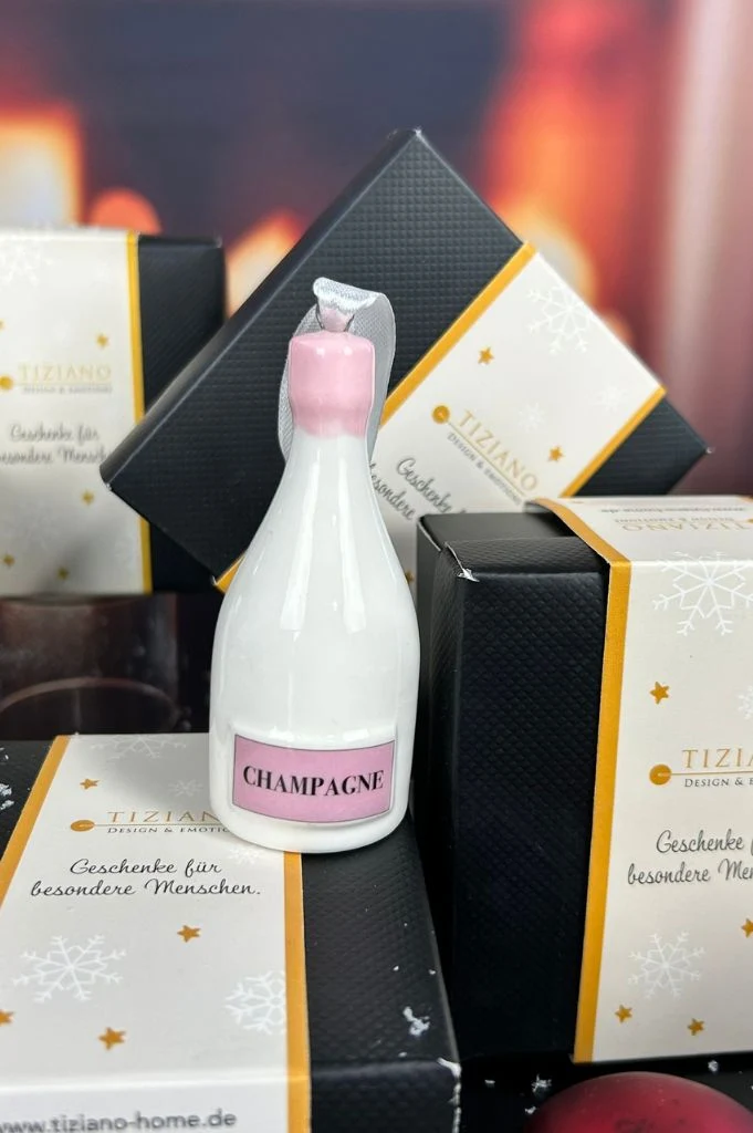 Deko Baumhänger Sektfllasche Festa 8,5cm dekoriert