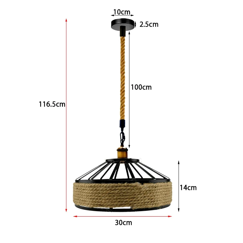 Hanfseil Pendelleuchte Ø30cm Höhenverstellbar~2936