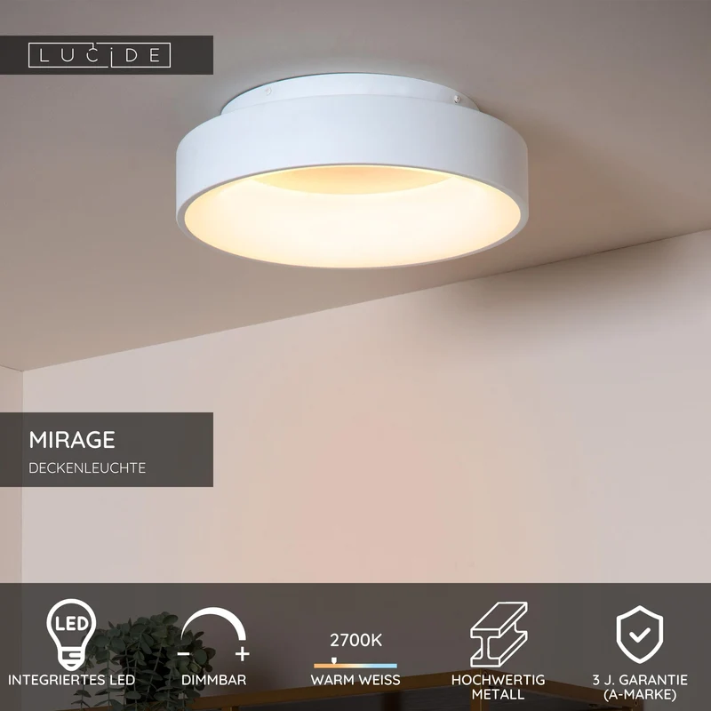 LED-Deckenleuchte Mirage 38cm dimmbar Warmweiß