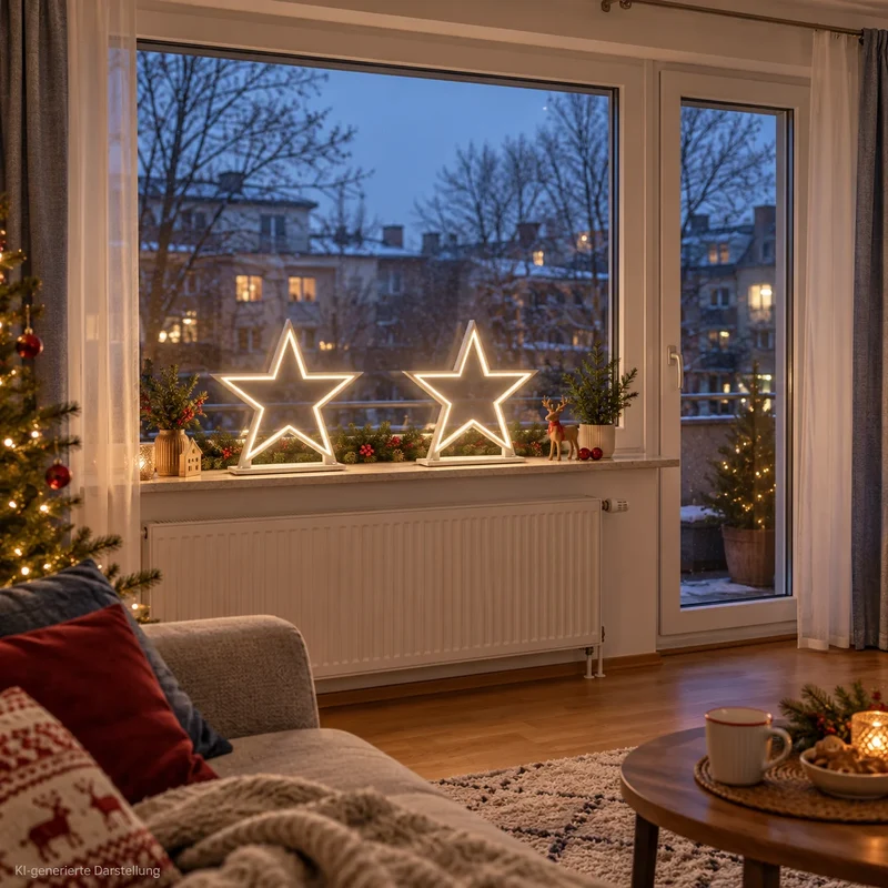 LED Stern Tischlampe "Lucy" 53 cm – Holz Weiß – Weihnachtsstern Lampe von Sompex