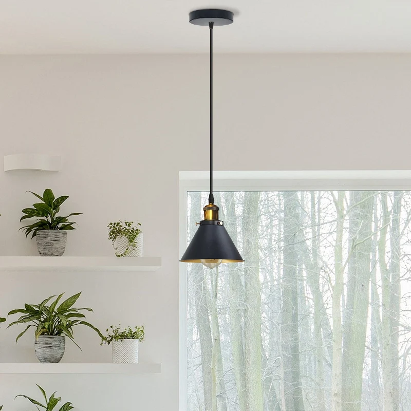 Hängelampen schwarz| Metall| Kegelform| Ø 18 cm| flurlampen~2926