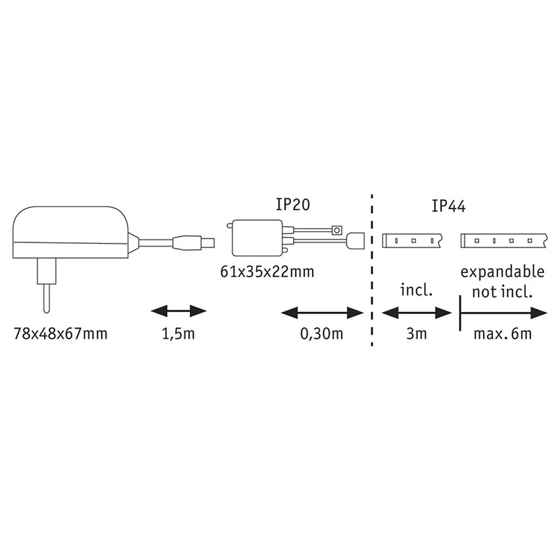 MaxLED Strip 250 Weiß Basis-Set 3m beschichtet Weiß 24VA
