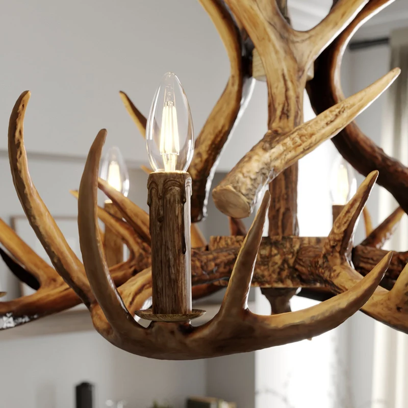 B-Ware Lindby Fibi Hängeleuchte Pendelleuchte Deckenlampe Lampe Leuchte Geweih braun
