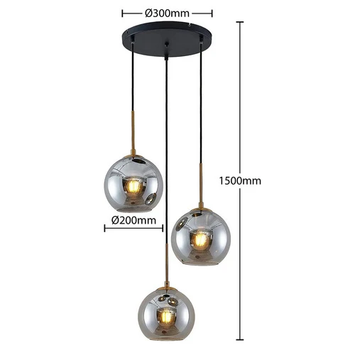 B-Ware Lindby Jurian Pendelleuchte Deckenlampe Wohnzimmerlampe 3-flamming bronze smoke