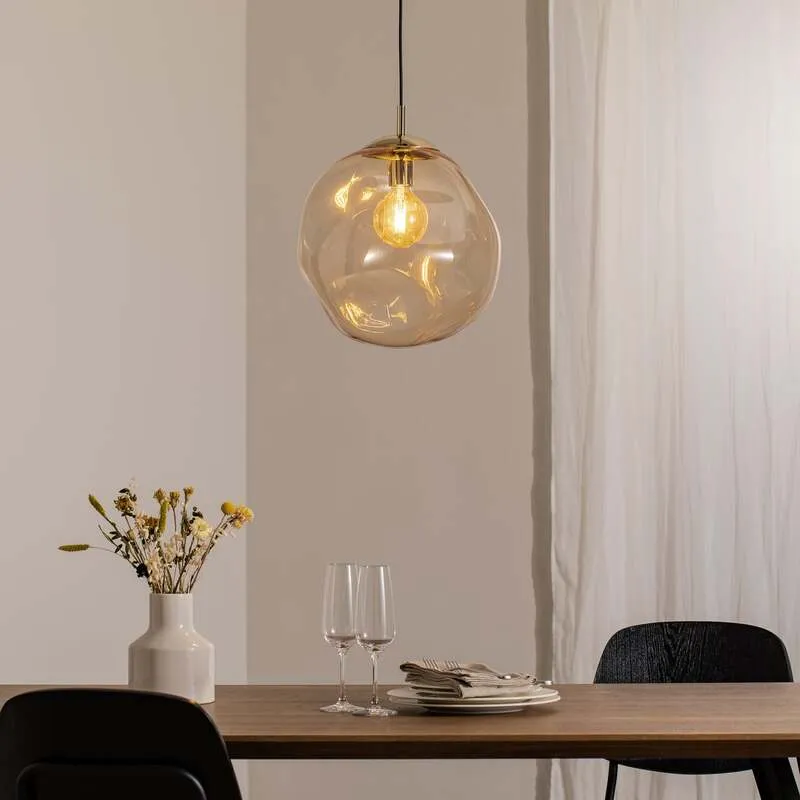 B-Ware Euluna Glas-Hängeleuchte Sol Deckenlampe Lampe Leuchte E27 Glas gold bernst376