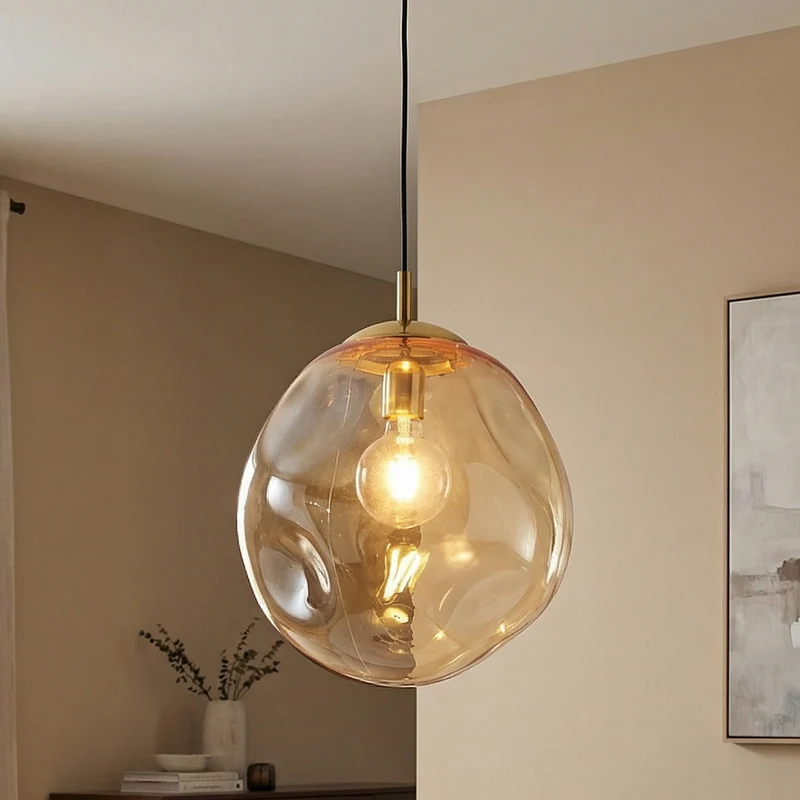 B-Ware Euluna Glas-Hängeleuchte Sol Deckenlampe Lampe Leuchte E27 Glas gold bernst376