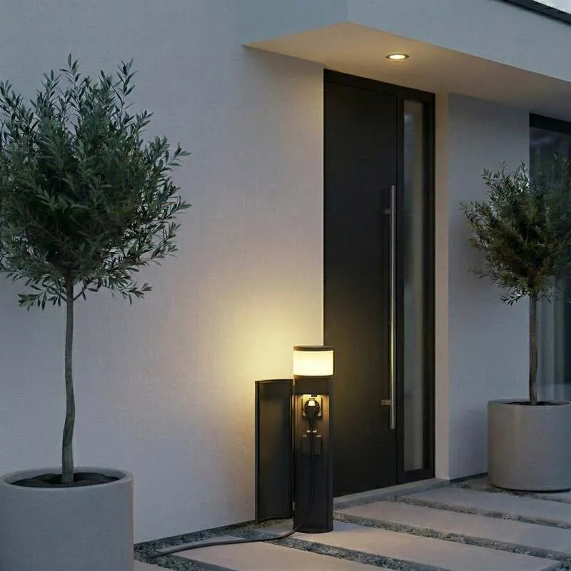 B-Ware Lucande Sockellampe Corban Außenleuchte Gartenlampe dimmbar anthrazit IP44