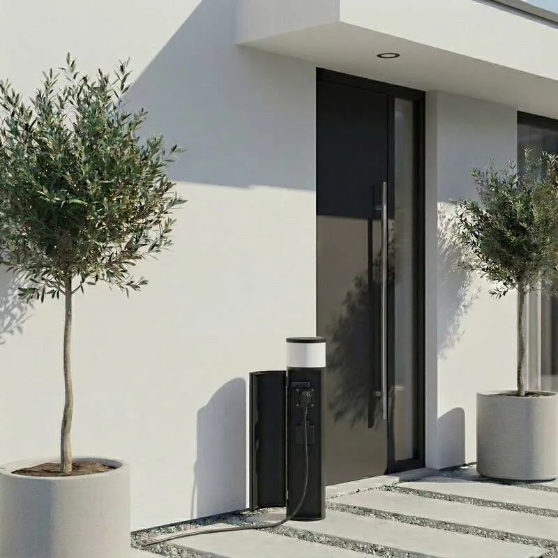 B-Ware Lucande Sockellampe Corban Außenleuchte Gartenlampe dimmbar anthrazit IP44
