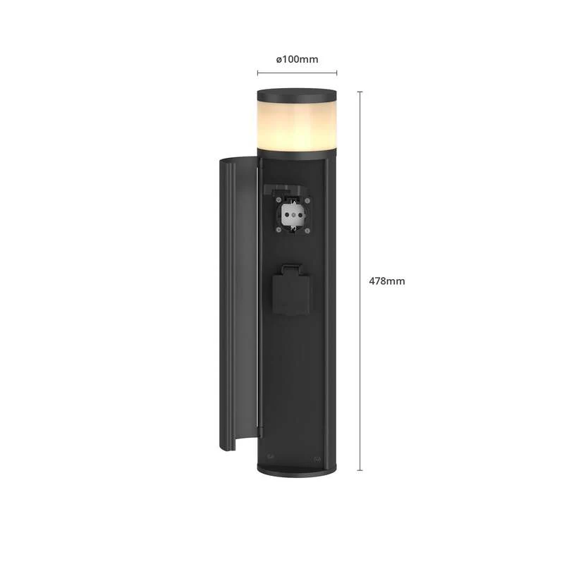 B-Ware Lucande Sockellampe Corban Außenleuchte Gartenlampe dimmbar anthrazit IP44