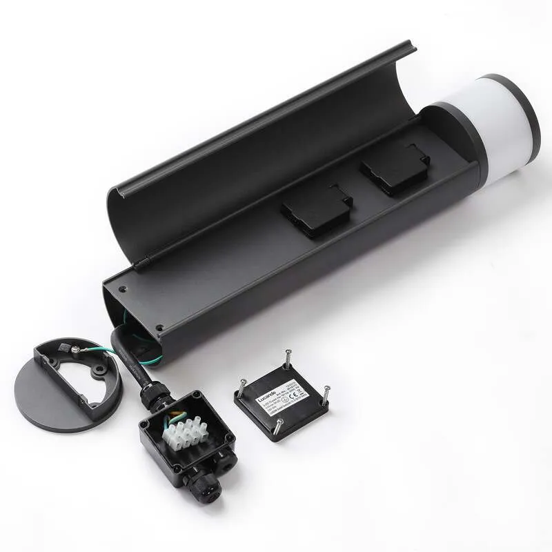 B-Ware Lucande Sockellampe Corban Außenleuchte Gartenlampe dimmbar anthrazit IP44