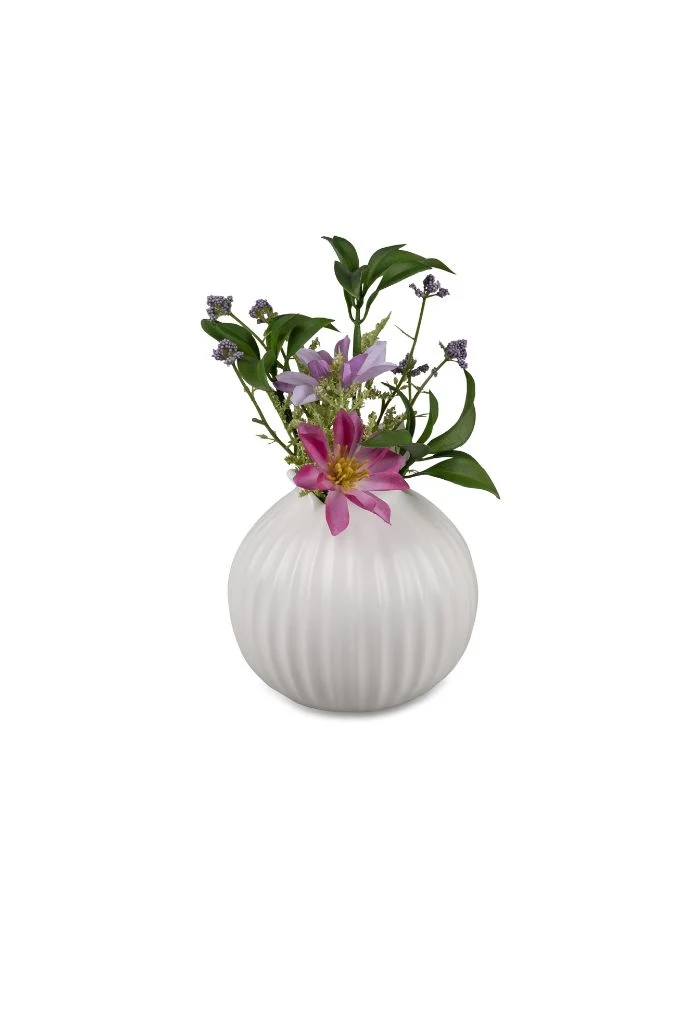 Vase bauchig 15cm weiß matt