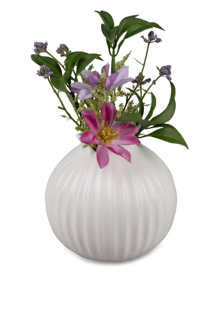 Vase bauchig 15cm weiß matt