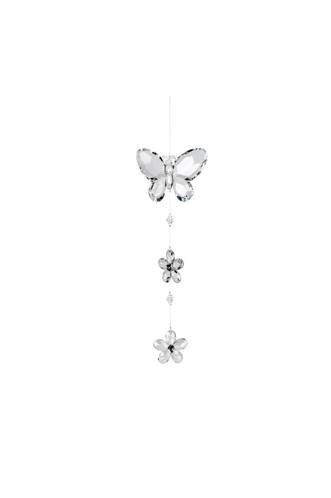 Deko Hänger Schmetterling+Blume 34cm Acryl klar