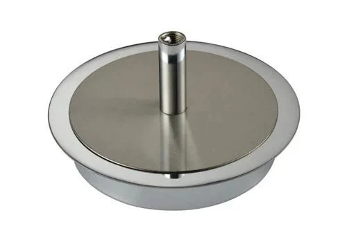Runder Tischlampen-Fuß silber – Leuchtenarmatur mit Schalter & Steckerkabel, Ø 12 cm