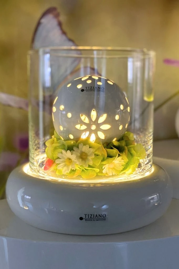 Windlicht Merida LED weiß creme