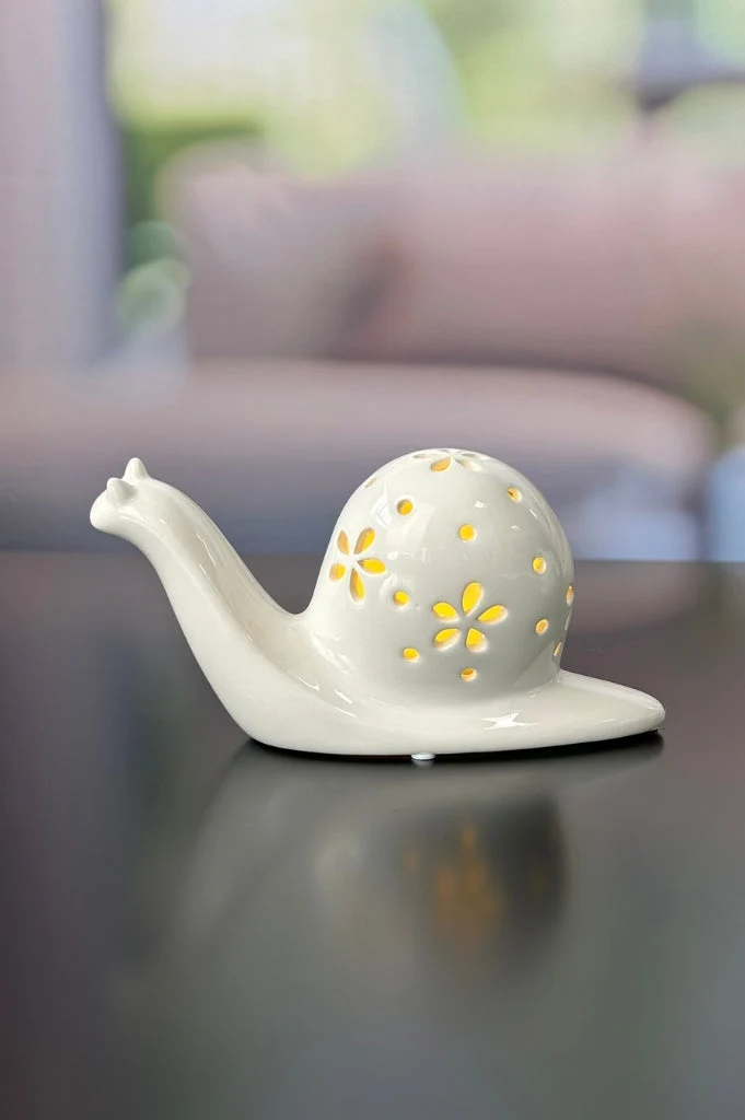 Schnecke Teadora creme-weiß LED