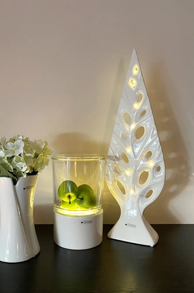 Dekoobjekt Baum Cipresso LED weiß-creme