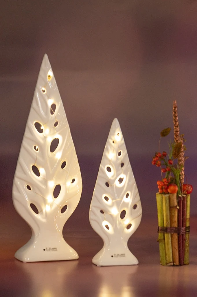 Dekoobjekt Baum Cipresso LED weiß-creme