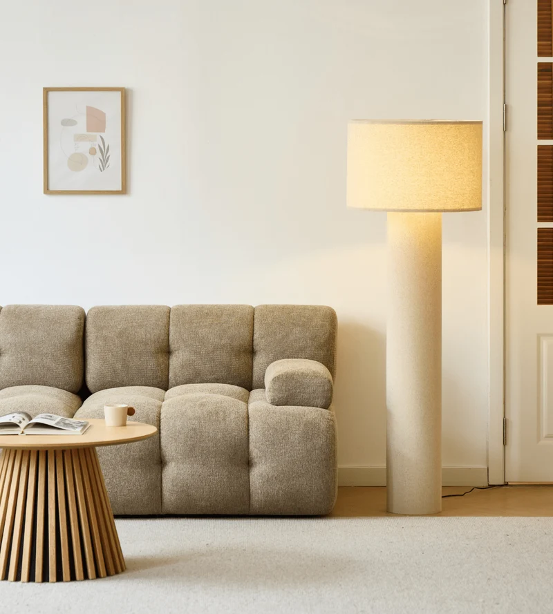 Mariah Stehlampe mit Lampenschirm aus Leinen, 145 x 50 cm