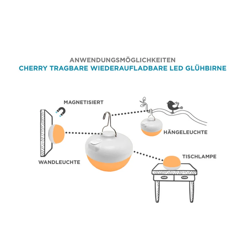 Tragbare wiederaufladbare Glühbirne CHERRY WARM
