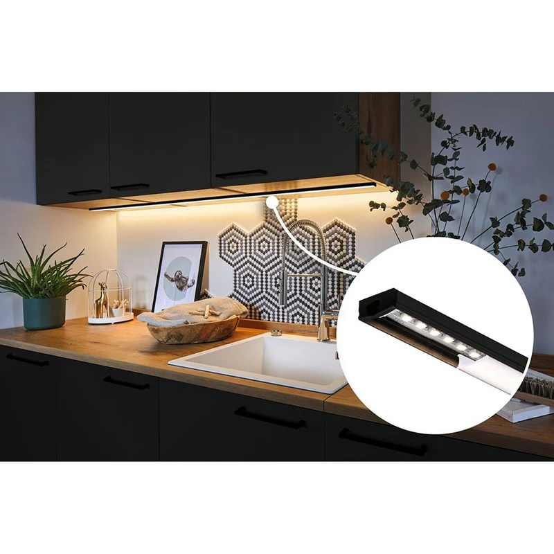 LED Strip Profil Base 2m Weißer Diffusor, Schwarz