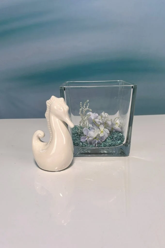 Glas Alone mit Seepferd Morana