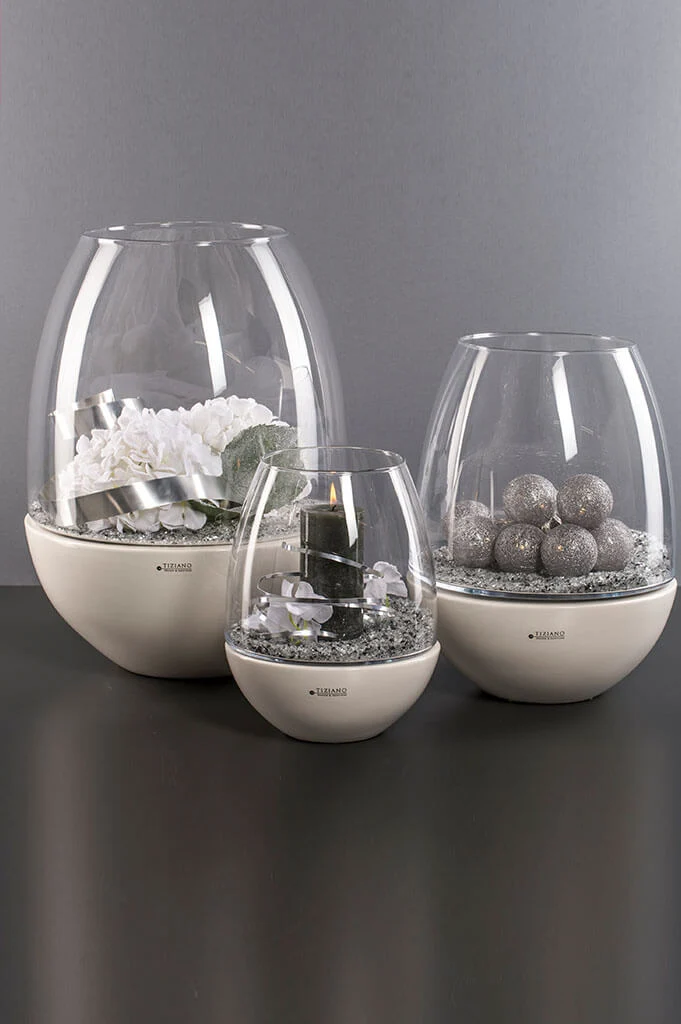 Windlicht Badia creme/klar