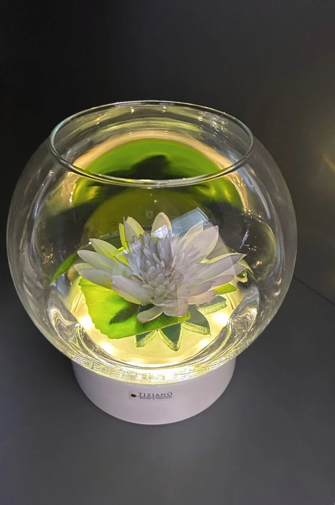 Windlicht Castello-Ovaro creme-weiß mit Klarglas