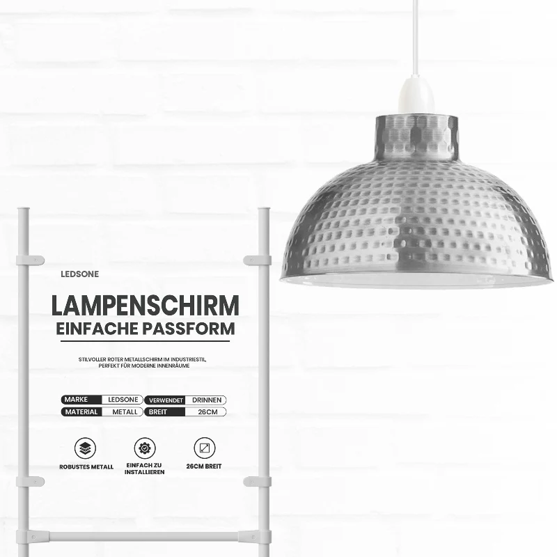 Lampenschirm Industrial – Gehämmertes Metall, 26cm, 5 Farben ~2726
