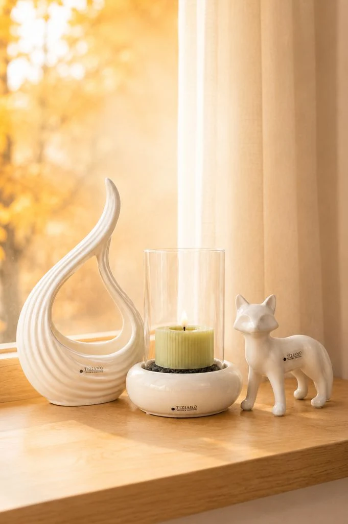 Dekoset Dekoset Vase Prisma mit Fuchs Marco+LED Kerze