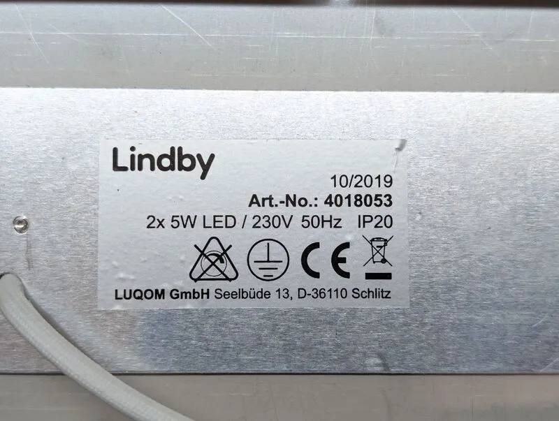 B-Ware Lindby Deckenleuchte LED Lampe 2-flammig warmweiß Silber Chrom 30x15cm IP20