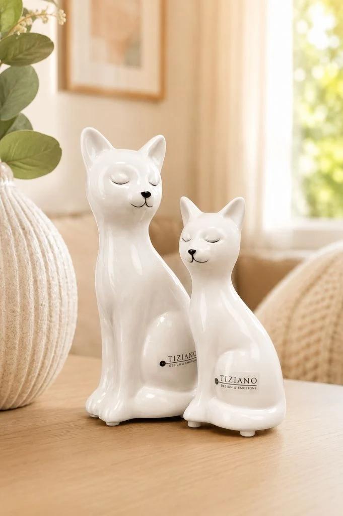 Deko Katze Felix creme-weiß