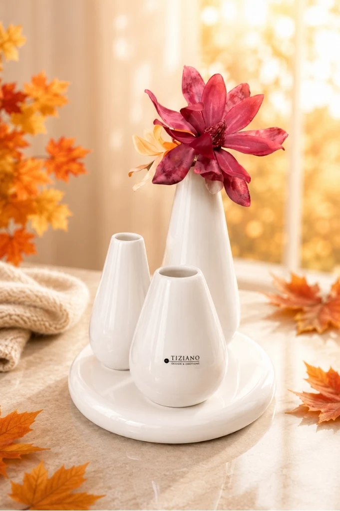 3er Multivase Rosalia creme-weiß