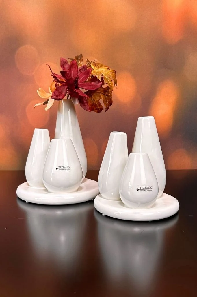 3er Multivase Rosalia creme-weiß