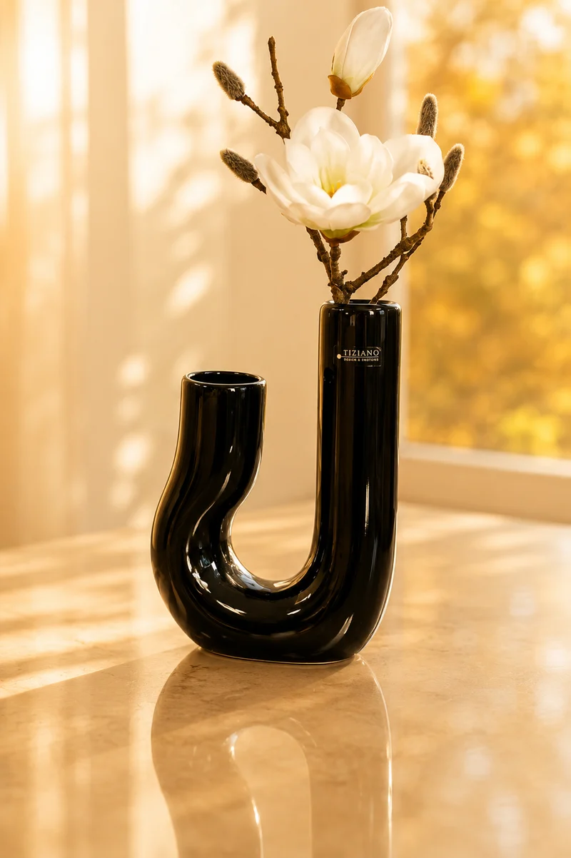 Vase Fiorello 30cm gewölbt schwarz