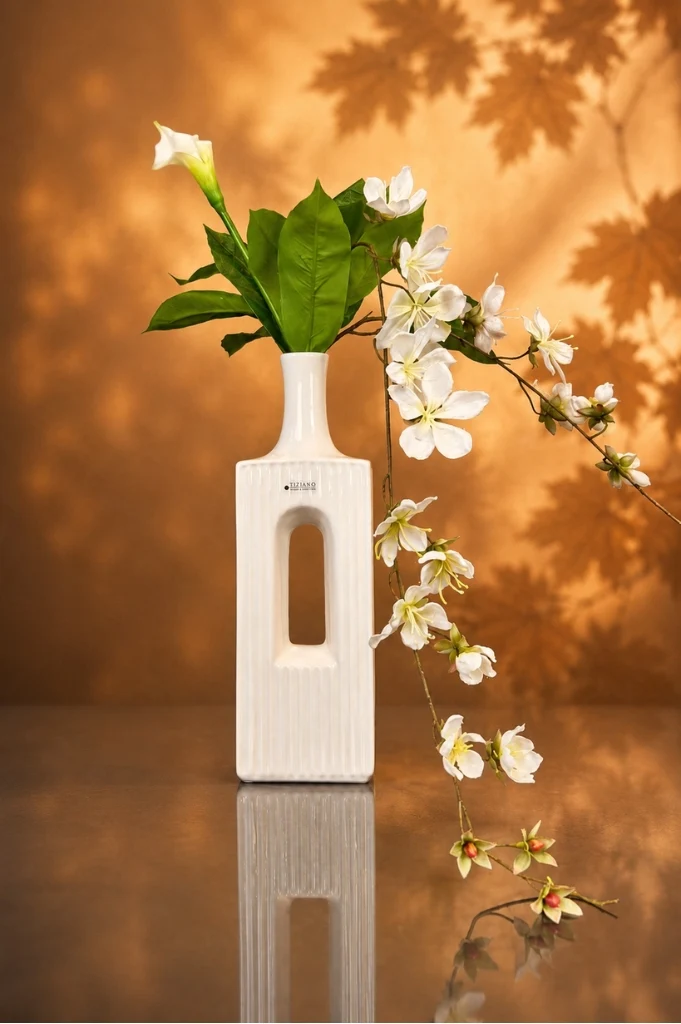 Vase Torino 40cm creme-weiß