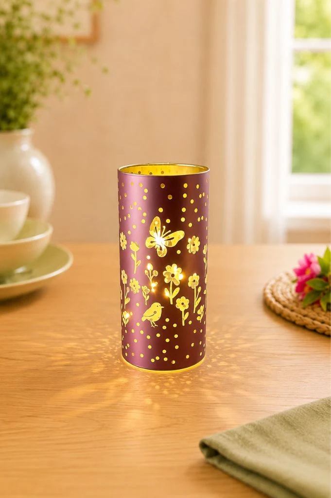 Glas Dekolicht Polline LED mit Blumen in 2 Farben