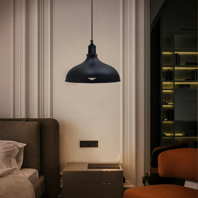Industrial Schwarz Pendelleuchte E27 Metall 36cm Schirm~2740