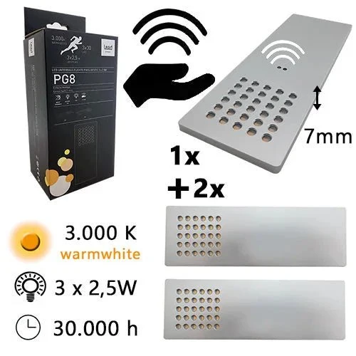PG8 LED-Unterbauleuchte mit Gestiksensor 3er Set 2,5 W
