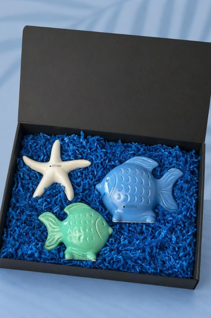 Geschenkbox Fische Neon farbig