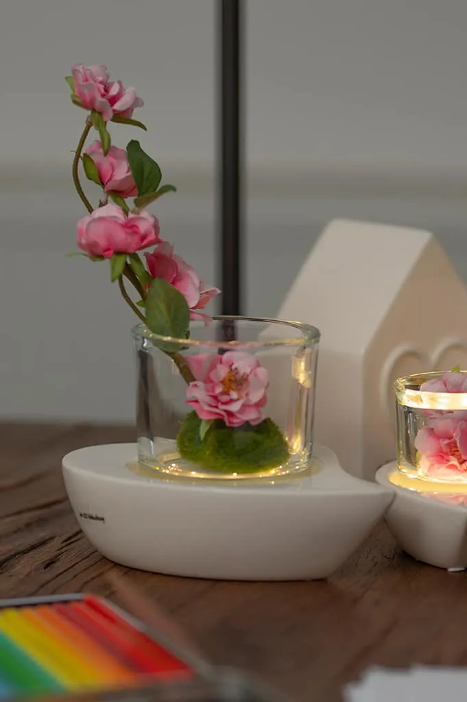 Windlicht Giore LED creme-weiß
