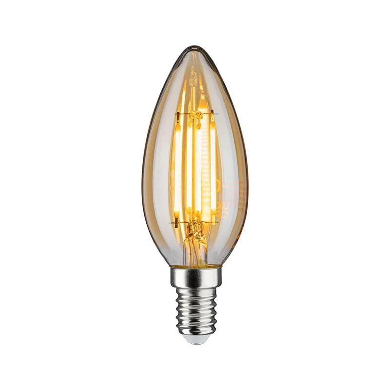 E14 4,7W Vintage LED Kerze Klares 2500K Glas Dimmbar, Gold
