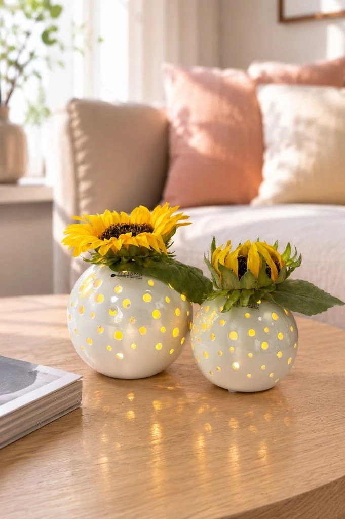 Dekoset Lichtkugel Padova LED mit Sonnenblume