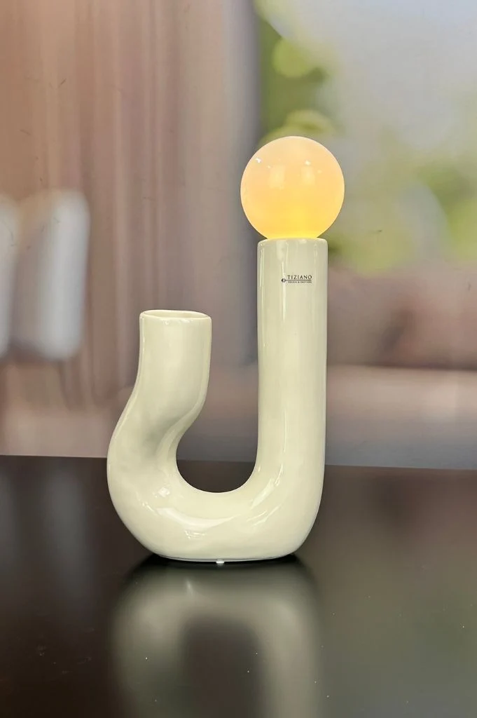 Vase Fiorello 30cm gewölbt creme-weiß