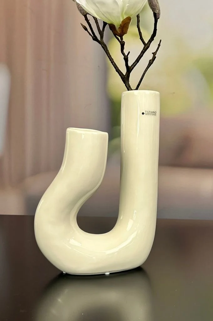 Vase Fiorello 30cm gewölbt creme-weiß
