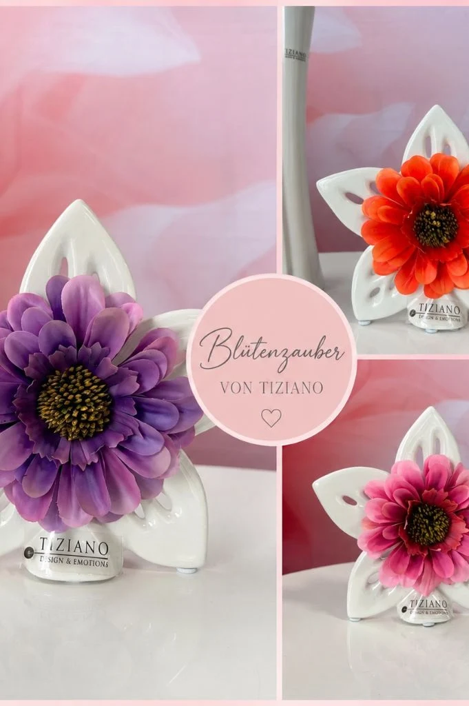 Dekoset Blume Elara creme-weiß 17cm mit Zinnie