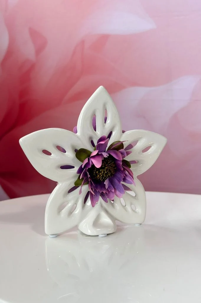 Dekoset Blume Elara creme-weiß 17cm mit Zinnie