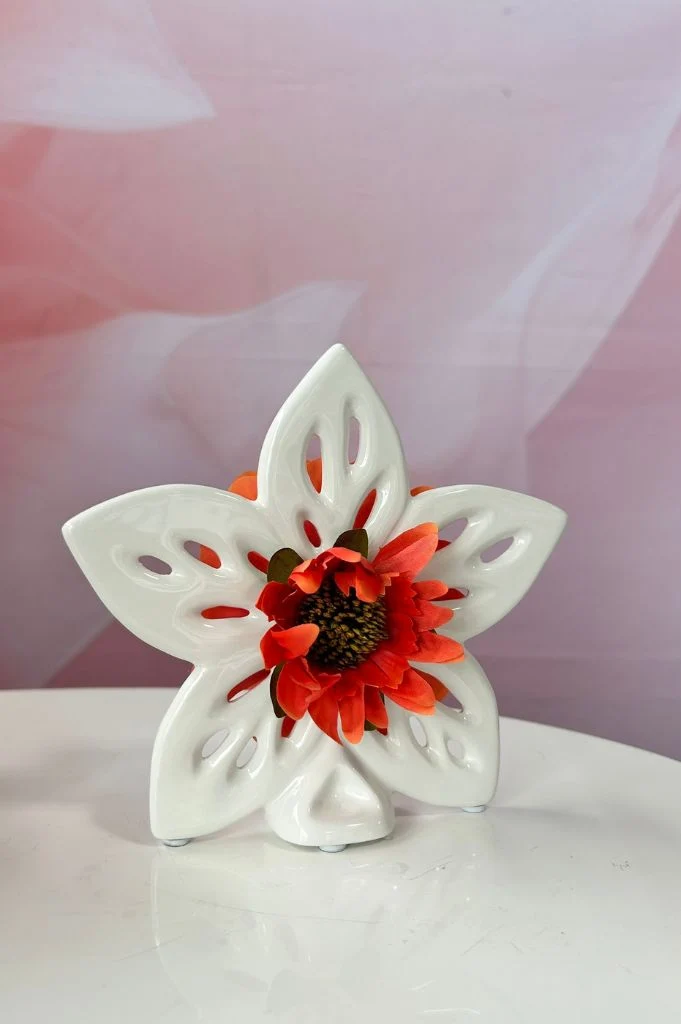 Dekoset Blume Elara creme-weiß 17cm mit Zinnie