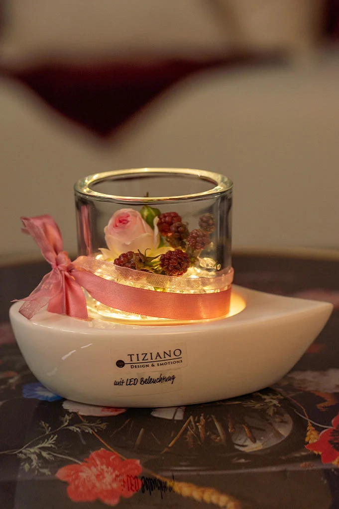 Windlicht Giore LED weiß-creme