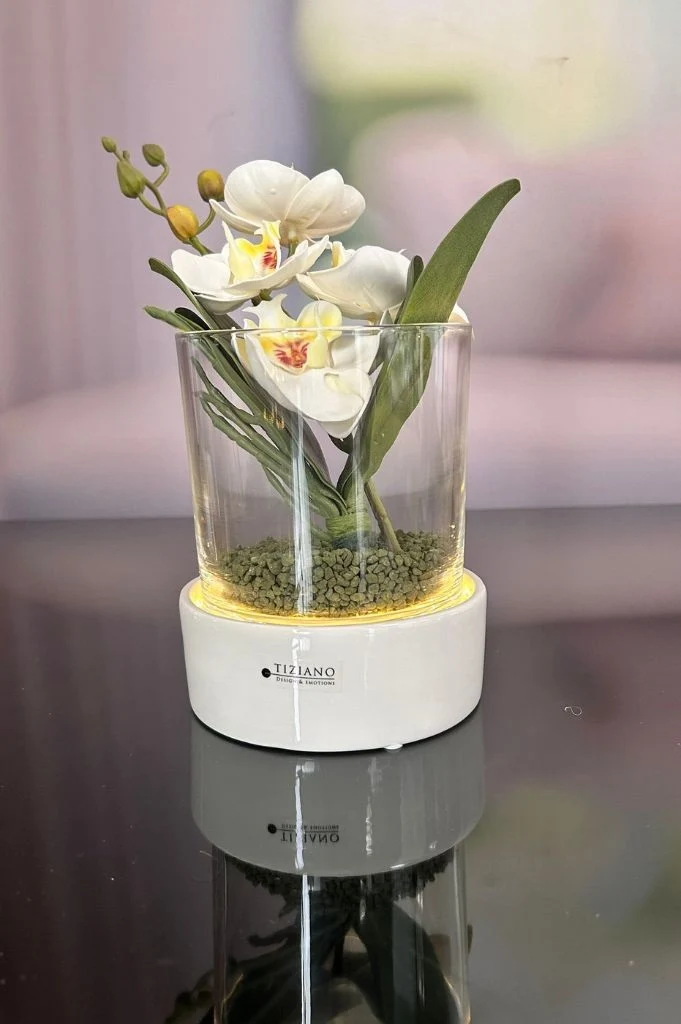 Dekoset Windlicht Castello LED groß mit Orchidee